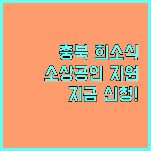 충북 소상공인 희소식 2025년 자금 지원, 지금 바로 신청하세요!