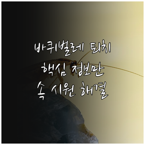 바퀴벌레 퇴치, 이것만 알면 끝: 전문가가 전하는 모든 것