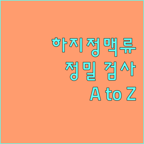정확한 진단이 중요 하지정맥류 정밀 검사 A to Z