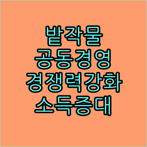 2025년 밭작물 공동경영체 육성 사업 경쟁력 강화, 생산 안정화, 소득 증대 기회