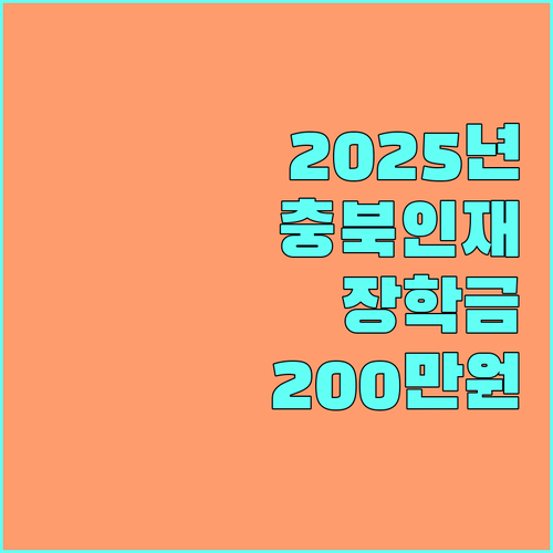 2025 충북인재 장학금 파헤치기 자격, 신청, 200만원 혜택까지