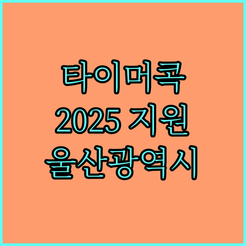 울산광역시 2025 타이머콕 지원 사업: 지금 바로 신청하세요!
