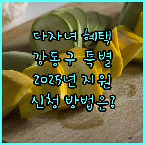2025년 강동구 다자녀 특별 장려금: 지원 대상, 금액, 신청 방법 완벽 정리