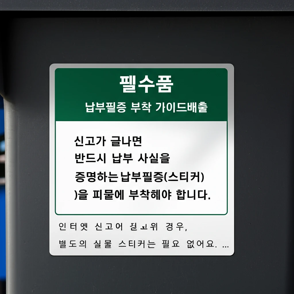 대형폐기물 스티커 부착 예시