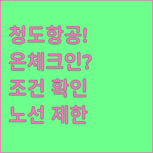 청도항공 온라인 체크인 조건 노선 제한과 시간 확인