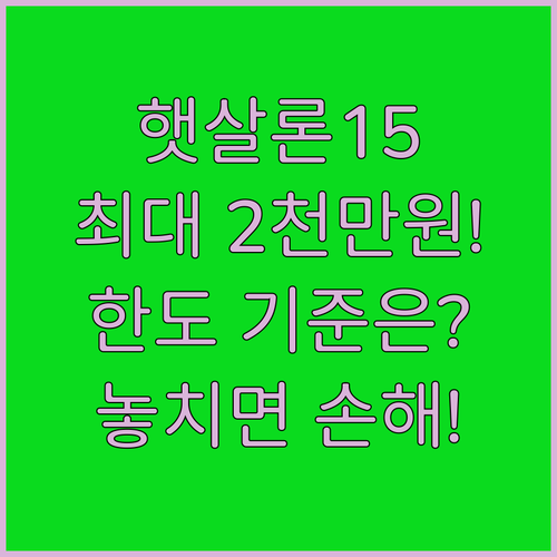 햇살론15 최대 2,000만원, 한도 결정 기준과 신청자격